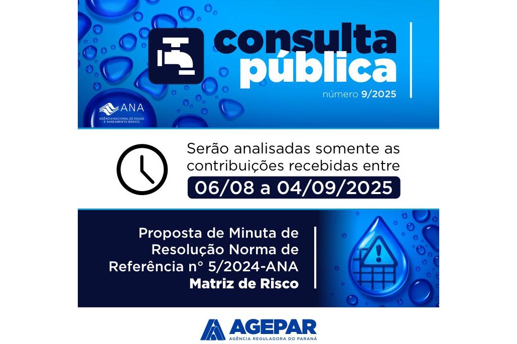 Agepar abre consulta pública sobre ajustes de prestação de serviços de saneamento