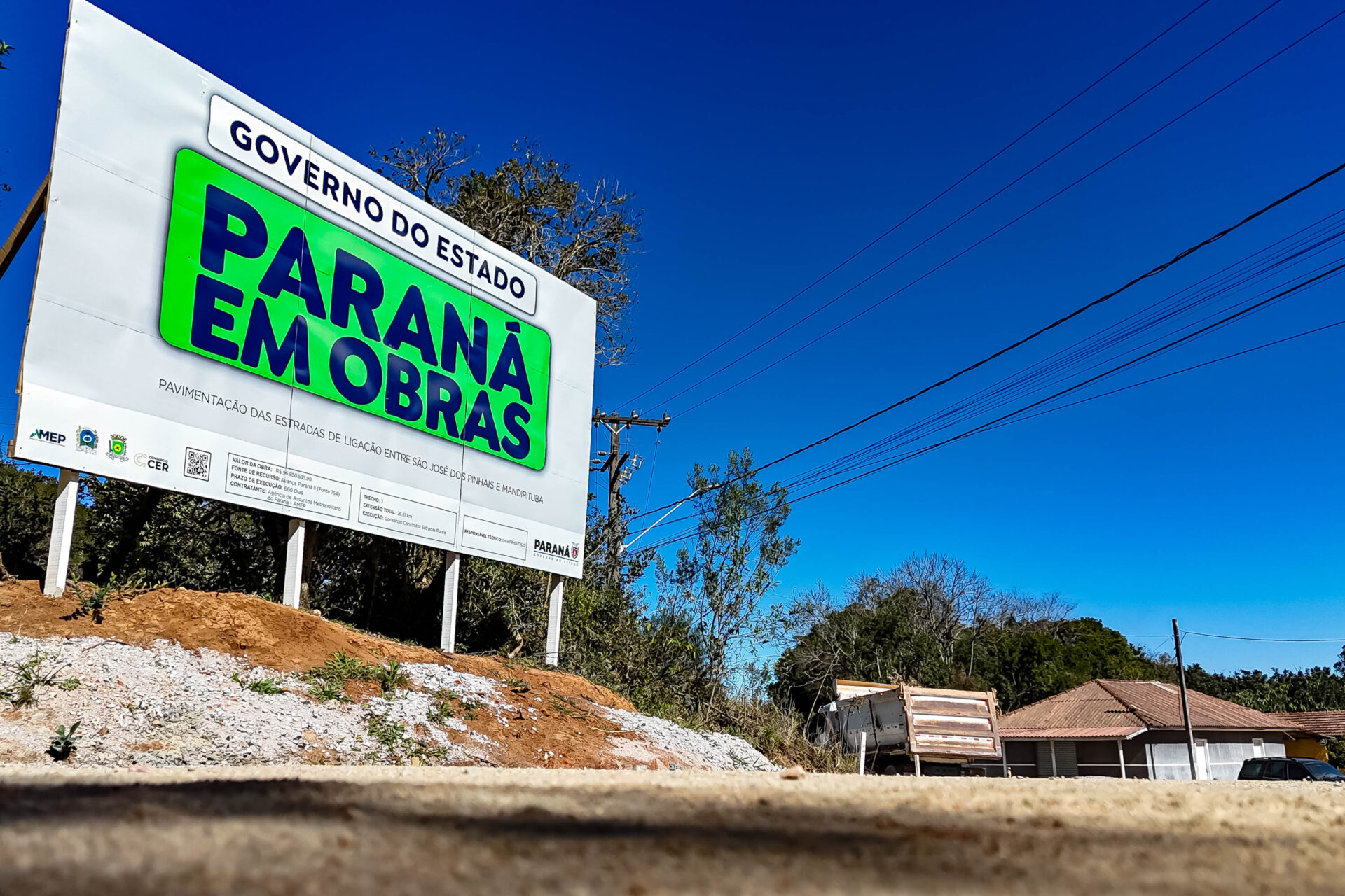Pavimentação entre Mandirituba e São José dos Pinhais chega a 25% de conclusão