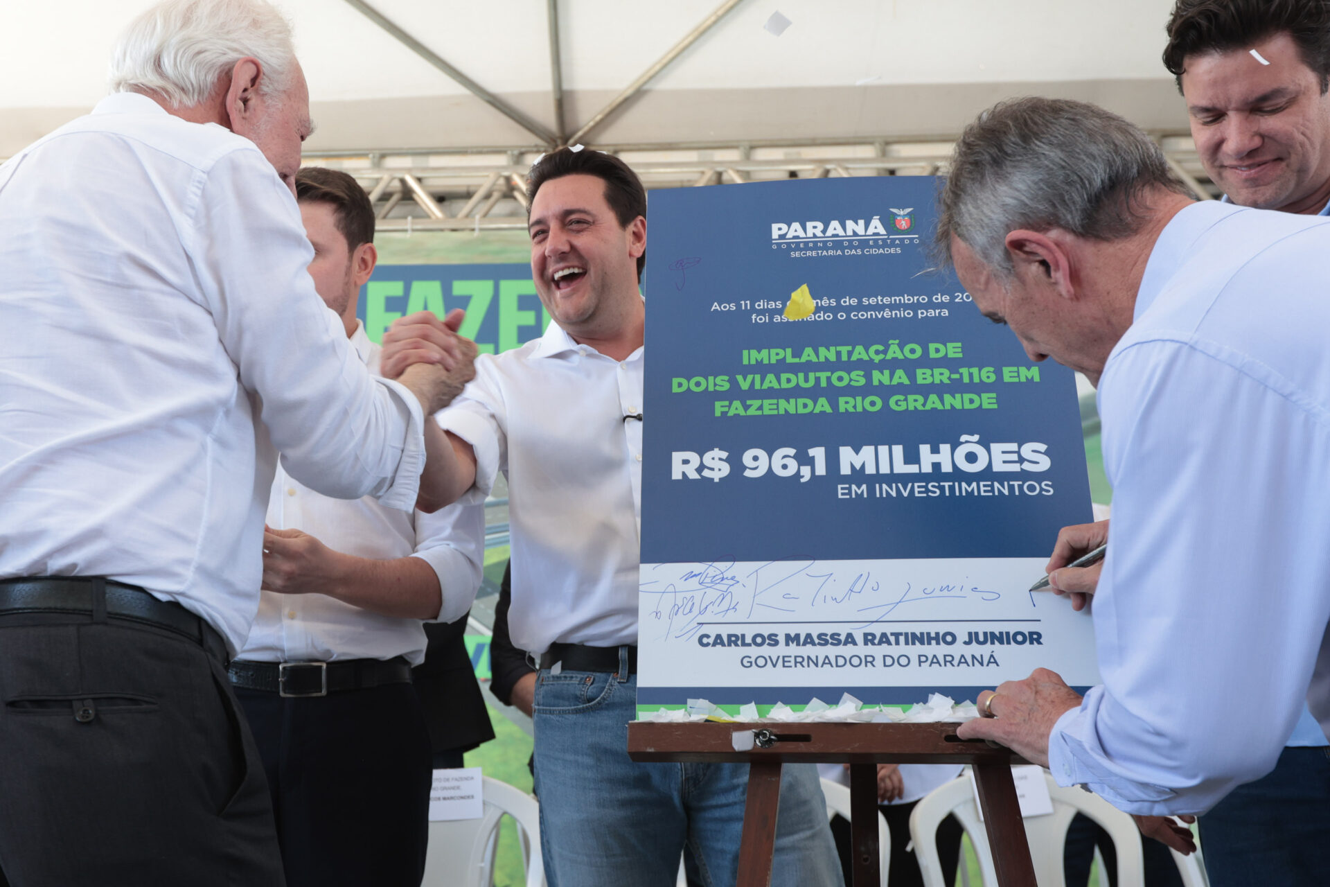 Estado e Fazenda Rio Grande firmam convênio de R$ 96 milhões para viadutos na BR-116