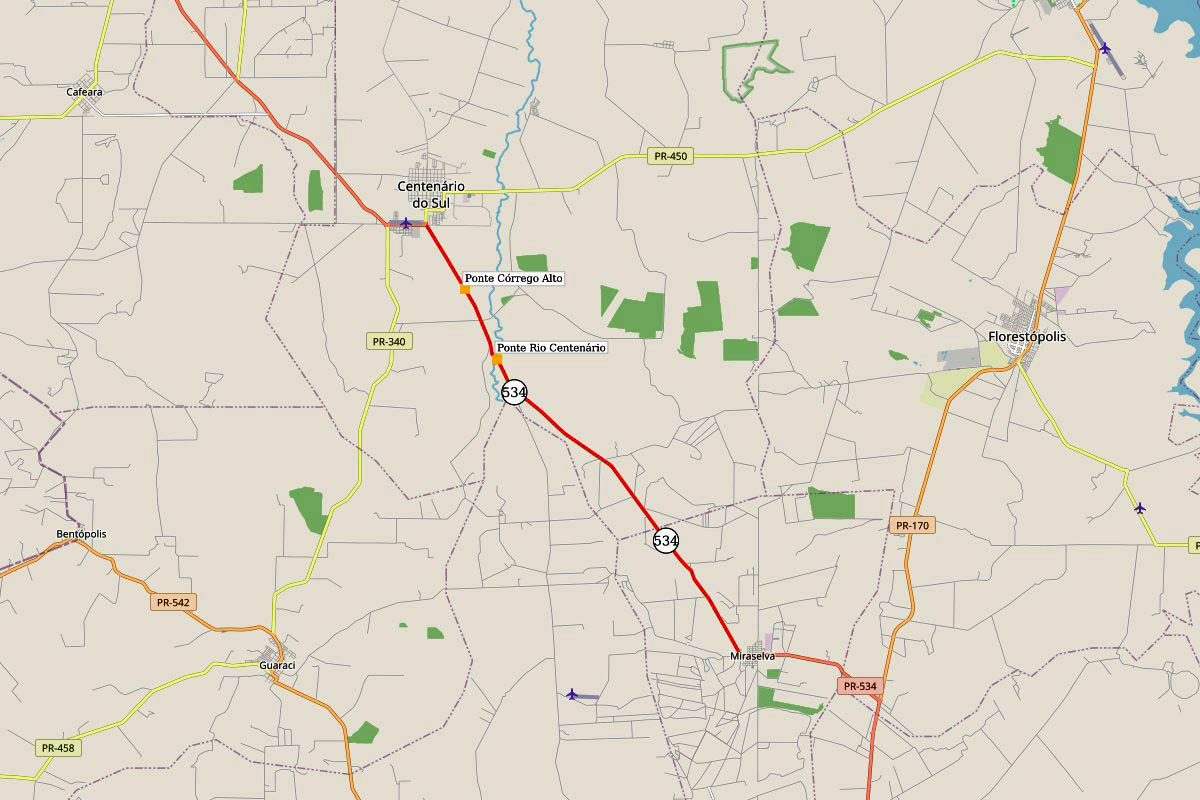 Rodovia entre Centenário do Sul e Miraselva será interditada para reforma de pontes