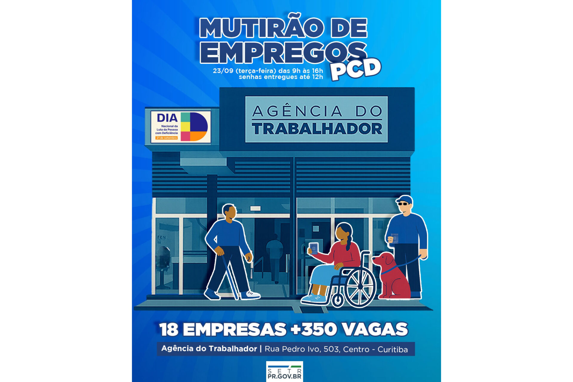Estado promove Mutirão de Empregos para Pessoas com Deficiência em 23 de setembro