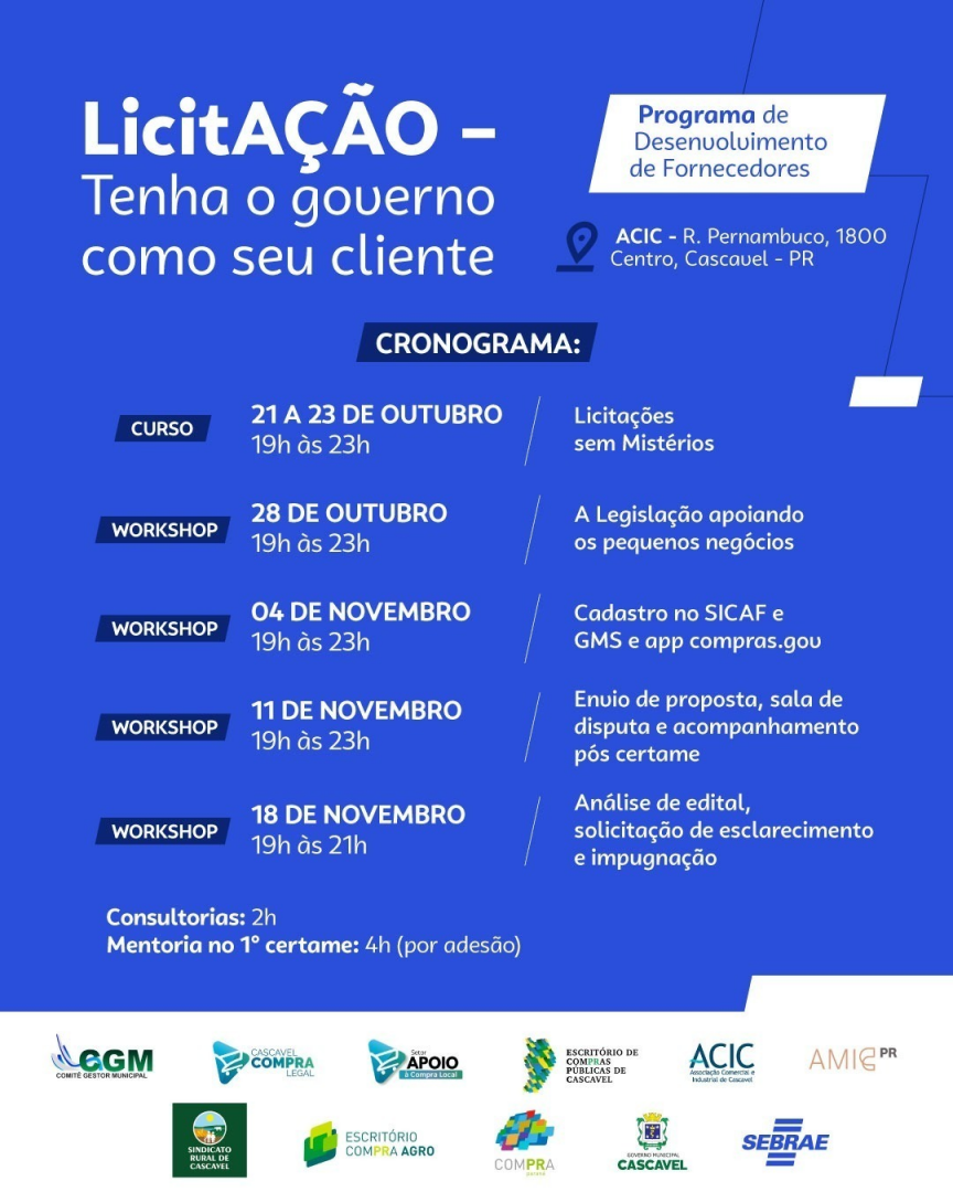 COMEÇA AMANHÃ | Capacitação ensina empreendedores a participarem de licitações e ampliar oportunidades de negócio em Cascavel