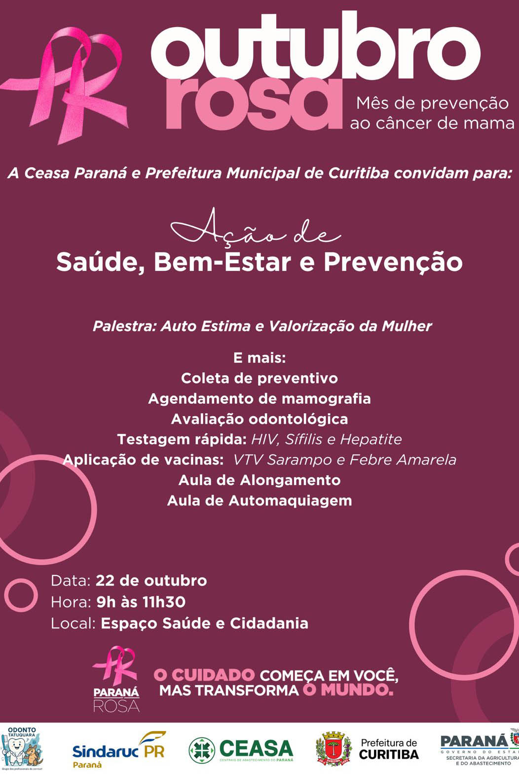 Outubro Rosa: Ceasas de Curitiba e Foz do Iguaçu ofertam serviços gratuitos para mulheres