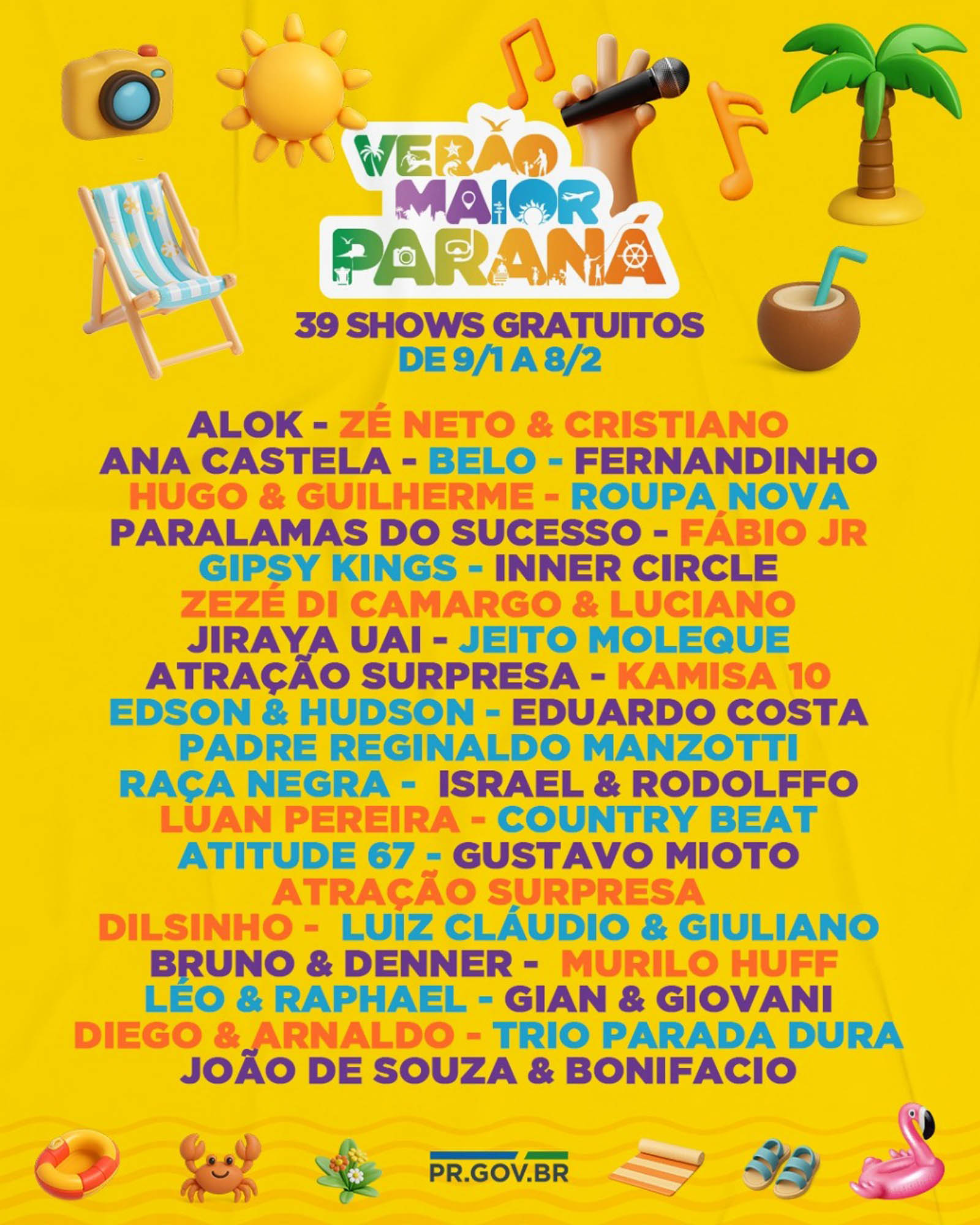 Verão Maior Paraná: confira as atrações dos shows de 2026